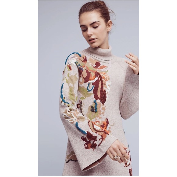 Anthropologie Dresses & Skirts - Anthropologie Knitted & Knotted Embroidered Petals Swing Dress Size‎ Small